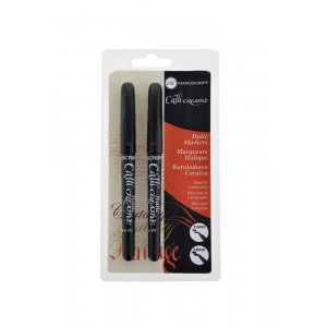 Kalligraphie-Marker, Schwarz, 2er-Pack - kursiv, mittel und extra breit Kalligraphie-Marker, Schwarz, 2er-Pack - kursiv, mittel und extra breit