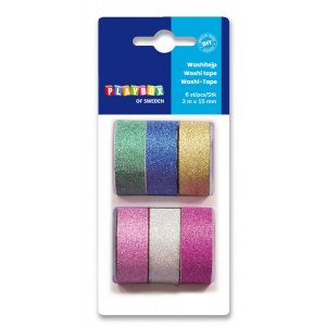 Washitape Plain Glitter 6er-Pack Washitape Plain Glitter 6er-Pack