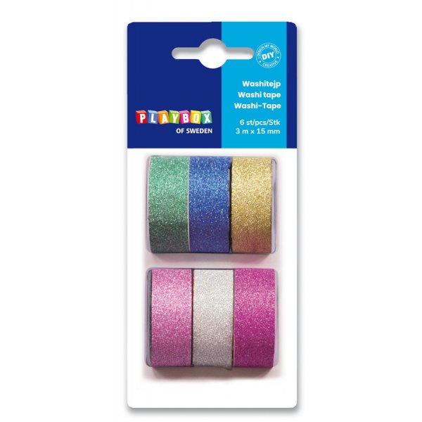 Washitape Plain Glitter 6er-Pack
