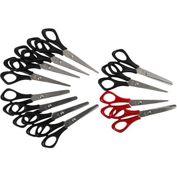 Schulschere - Schwarz - Rot - Rechts & Links - 12 Stk