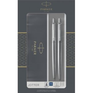 Stiftset Parker Jotter - Duo-Set Kugelschreiber und Nadelstift - Edelstahl - Chromverzierung Stiftset Parker Jotter - Duo-Set Kugelschreiber und Nadelstift - Edelstahl - Chromverzierung