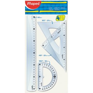 Linealset - Maped - 30-cm-Lineal, 80°/12-cm-Winkelmesser, 45°/21-cm-Lineal und 60°/21-cm-Lineal Linealset - Maped - 30-cm-Lineal, 80°/12-cm-Winkelmesser, 45°/21-cm-Lineal und 60°/21-cm-Lineal
