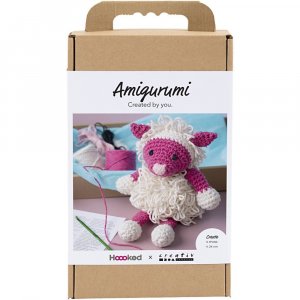 DIY-Set Amigurumi-Schaf rosa und cremewei� - 1 Packung.