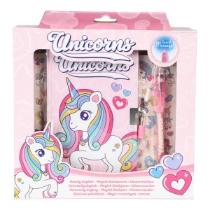 Einhorn-Tagebuch-Set mit Schloss, Stift und Aufklebern Einhorn-Tagebuch-Set mit Schloss, Stift und Aufklebern