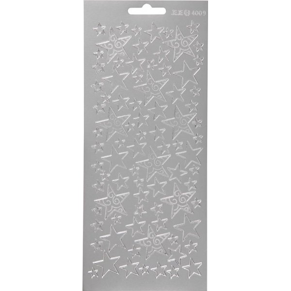Aufkleber - Silber - Sterne - 10 x 23 cm