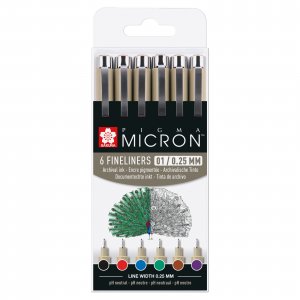 Fineliner Pigma Micron Set - 6 Stifte (Basic 01) Fineliner Pigma Micron Set - 6 Stifte (Basic 01)