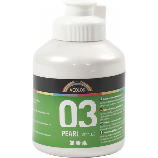 Schulfarbe Acryl - Metallic - Wei - 500 ml