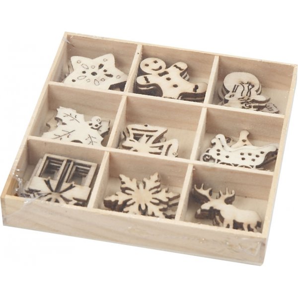 Holzdekorationen - Weihnachten - 45 Stk