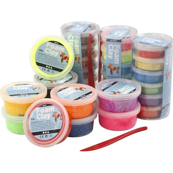 Foam Clay - gemischte Farben - Glitzer - 28 Dosen
