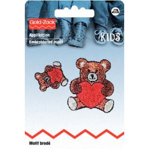Stoffetikett Teddybär mit Herz klein und groß 2 Stk Stoffetikett Teddybär mit Herz klein und groß 2 Stk