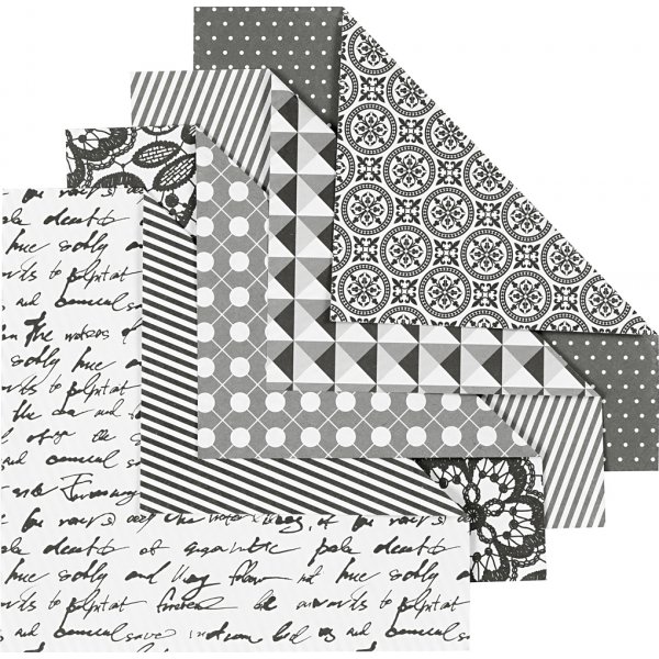 Origami-Papier - schwarz/wei - 15 x 15 cm - 50 Blatt