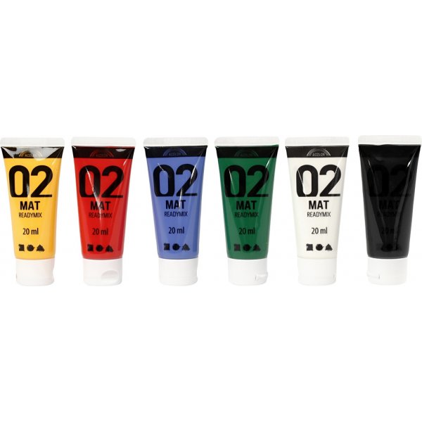 Schulfarbe - Acryl - Standardfarben - matt - 6 x 20 ml