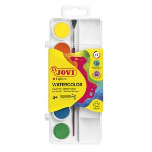 Aquarell-Set - Jovi - Set mit 6 Farbkuchen, 1 Pinsel, 1 Kunststoffetui Aquarell-Set - Jovi - Set mit 6 Farbkuchen, 1 Pinsel, 1 Kunststoffetui