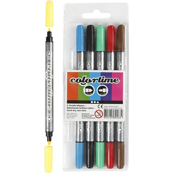 Colortime Doppelmarker - Standardfarben - 6 Stk