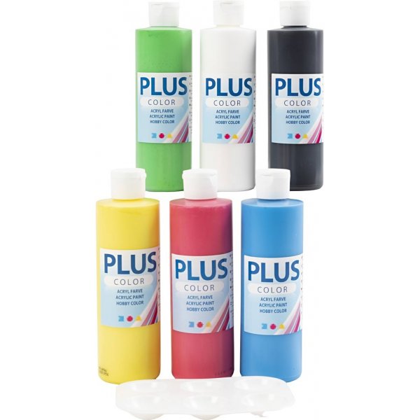 Plus Color Hobbyfarbe - Grundfarben - 6 x 250 ml