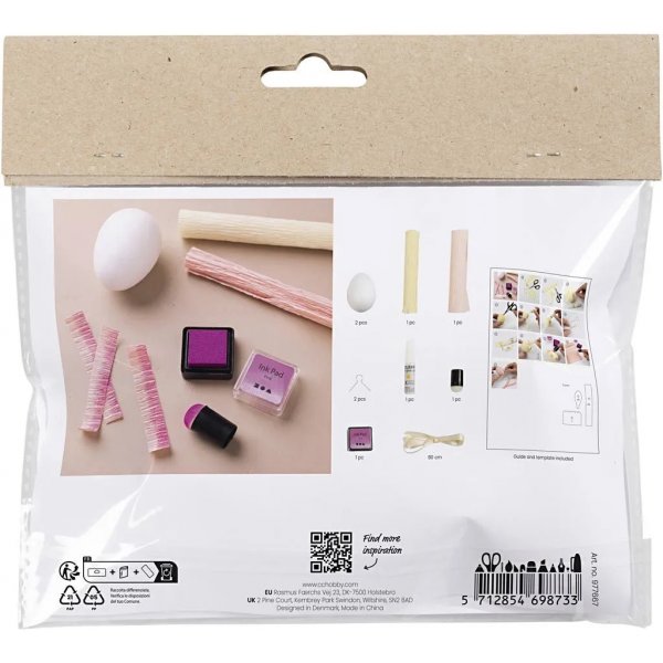 Mini DIY Kit Krepppapier, hellrosa, hellgelb, Eier