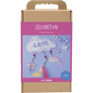 DIY-Set Dekoration Mobile Wolke Mond Stern Pastell & Glitzer