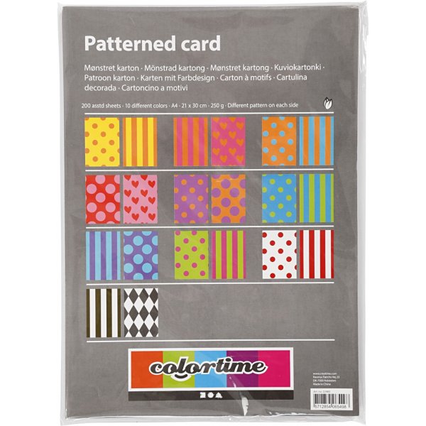 Gemusterter Karton - gemischte Farben - A4 - 200 Blatt