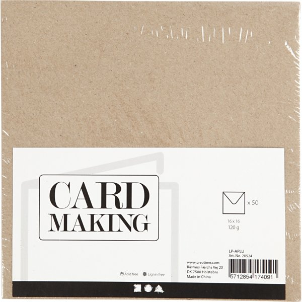 Recycelter Umschlag - Natur - 16 x 16 cm - 50 Stk