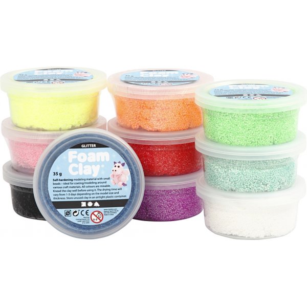 Foam Clay - gemischte Farben - Glitzer - 10 x 35 g