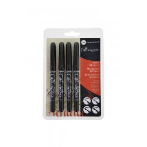 Kalligraphie-Marker, Schwarz, 4er-Pack - fein, mittel, breit und extra breit Kalligraphie-Marker, Schwarz, 4er-Pack - fein, mittel, breit und extra breit