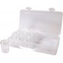 Aufbewahrungsbox 26 x 13 x 6 cm, 2 Fcher mit 9 runden Glsern