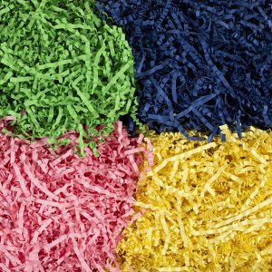Papierstreifen 25-30 cm x 3 mm Blau Gr�n Rosa Gelb 4 x 50 g