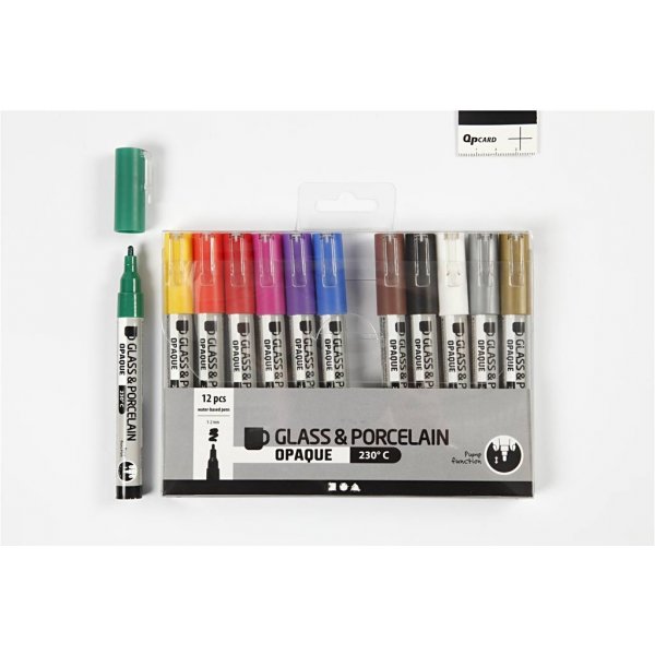 Glas- und Porzellanmarker - gemischte Farben - halbopak - 1-2 mm - 12 Stk