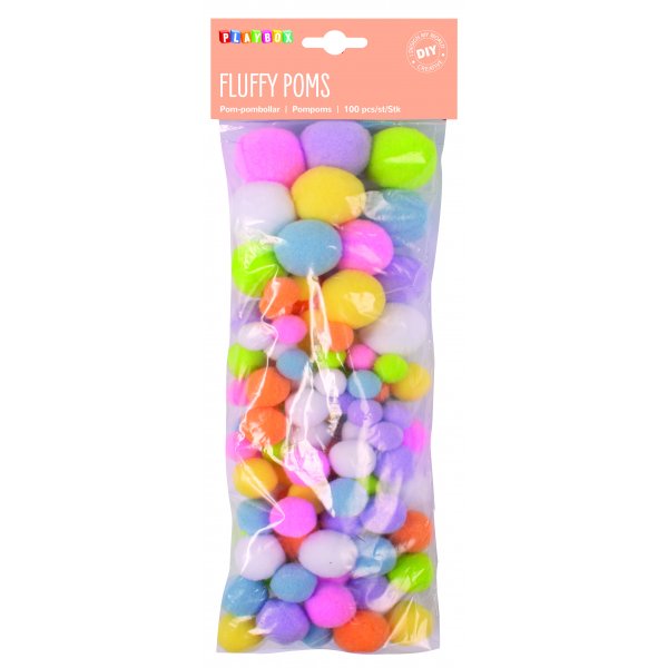 Pompom Pastellfarben 100 Stk