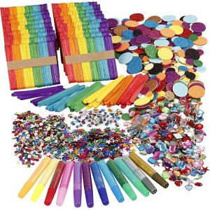Glitzer und Holzstäbchen - gemischte Farben Glitzer und Holzstäbchen - gemischte Farben