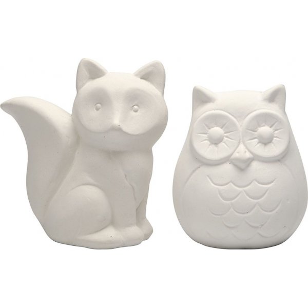 Rettendes Tier - wei - Eule und Fuchs - 2 Stk