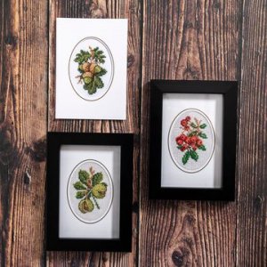 Stickset - Vogelbeeren, Kastanien und Eicheln - 3 Gemälde / Karte Stickset - Vogelbeeren, Kastanien und Eicheln - 3 Gemälde / Karte