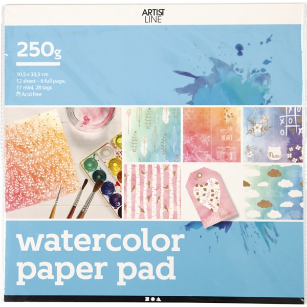 Malblock fr Aquarell - wei - 12 Blatt