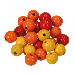 Runde Holzperlen in gemischten Farben - 16 mm, 25 g Runde Holzperlen in gemischten Farben - 16 mm, 25 g
