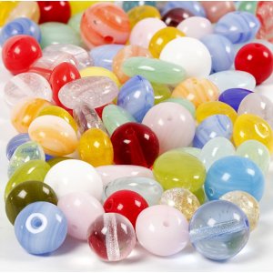 Glasperlen - gemischte Farben - oval - rund/flach - 60 g Glasperlen - gemischte Farben - oval - rund/flach - 60 g