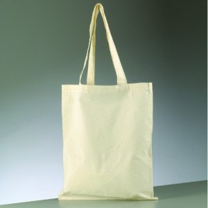 Baumwolltragetasche 38 x 42 cm - naturfarbener langer Henkel Baumwolltragetasche 38 x 42 cm - naturfarbener langer Henkel