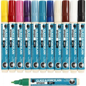Porzellan- und Glasstift - gemischte Farben - deckend - 12 Stk Porzellan- und Glasstift - gemischte Farben - deckend - 12 Stk