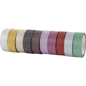 Glitzerband/Washiteband - gemischte Farben - 10 x 6 m Glitzerband/Washiteband - gemischte Farben - 10 x 6 m