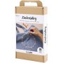 DIY Kit Stickerei - taubenblau - Textiltasche