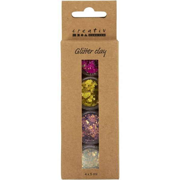 Glitzerknete, gemischte Farben 4x5 ml