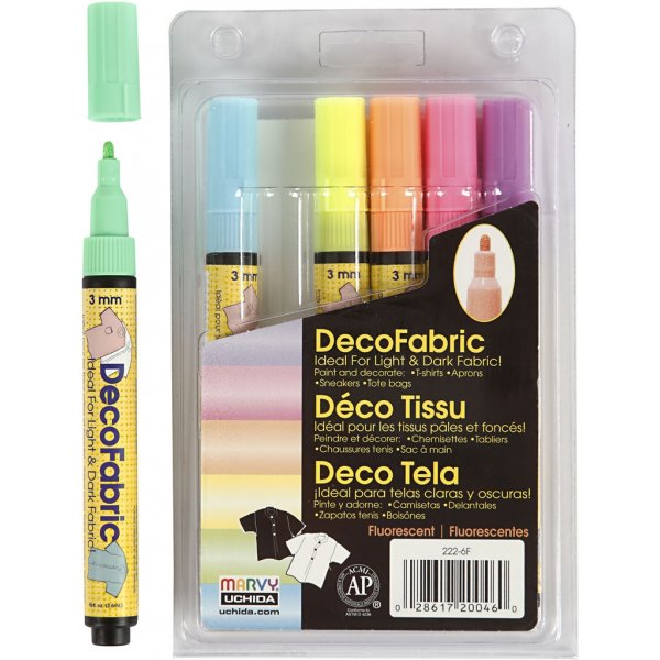 Deko-Textilstifte - 3 mm - Neonfarben - 6 Stk