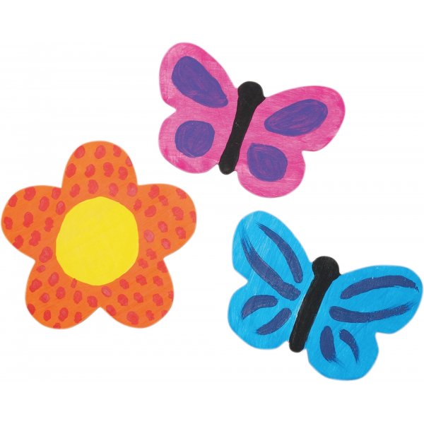 Holzfiguren Schmetterlinge & Blumen - 12 Stk