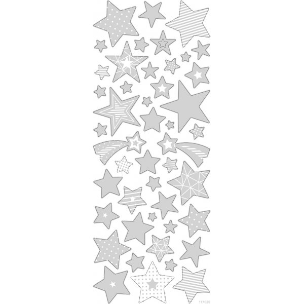 Aufkleber - Silber - Sterne - 10 x 24 cm