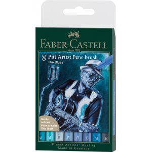 Zeichenstiftset - Faber-Castell - Pitt Artist - Blau - 8 Stifte (5F) Zeichenstiftset - Faber-Castell - Pitt Artist - Blau - 8 Stifte (5F)