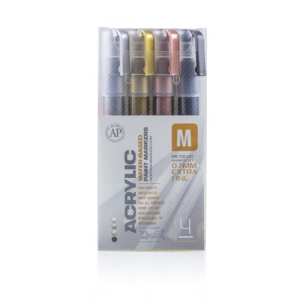 Montana Acryl-Marker-Set - 0,7 mm, 4 Stifte - Metallic