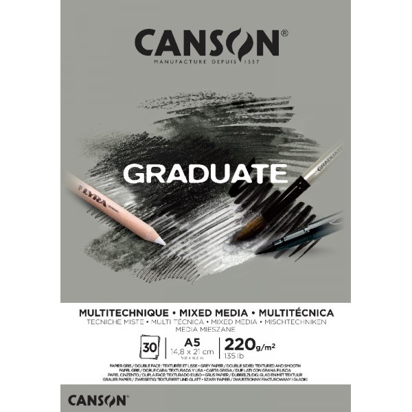 Graduate Mixedmedia Block 220g 30 Blatt - Grau