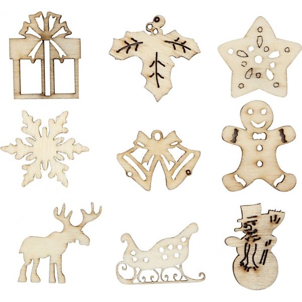 Holzdekorationen - Weihnachten - 45 Stk