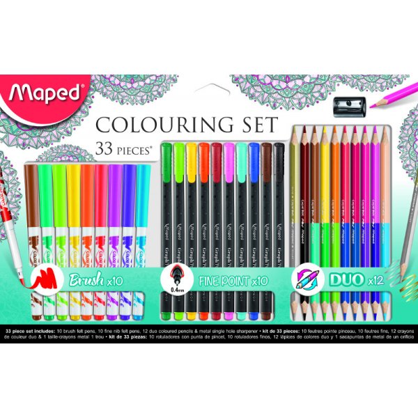 Faserstift- und Kreideset - Maped - Seniorenset 33-teilig