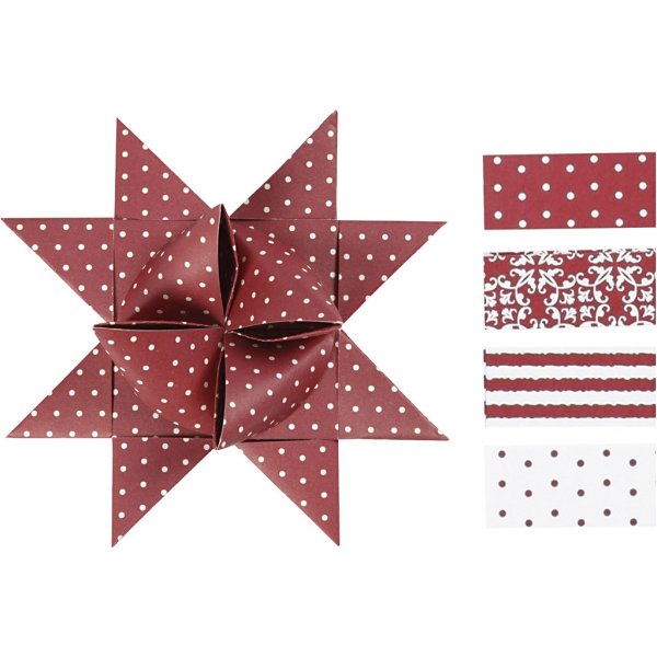 Sternstreifen - rot - wei - 6,5+11,5 cm - 60 Streifen