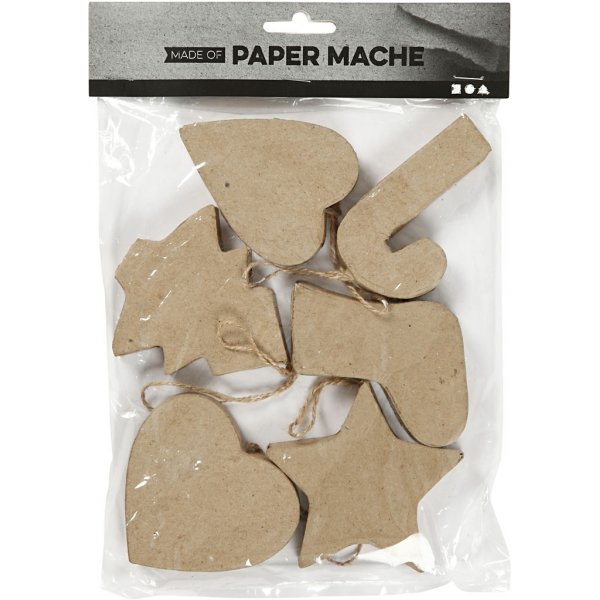Weihnachtsdekorationen - Pappmaché - 6 Stk Weihnachtsdekorationen - Pappmaché - 6 Stk